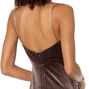 JENNY YOO Sammi Stretch Velvet Slip Dress in Vintage Plum Size 12 New